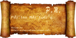 Páles Mátyás névjegykártya