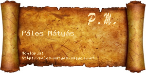 Páles Mátyás névjegykártya